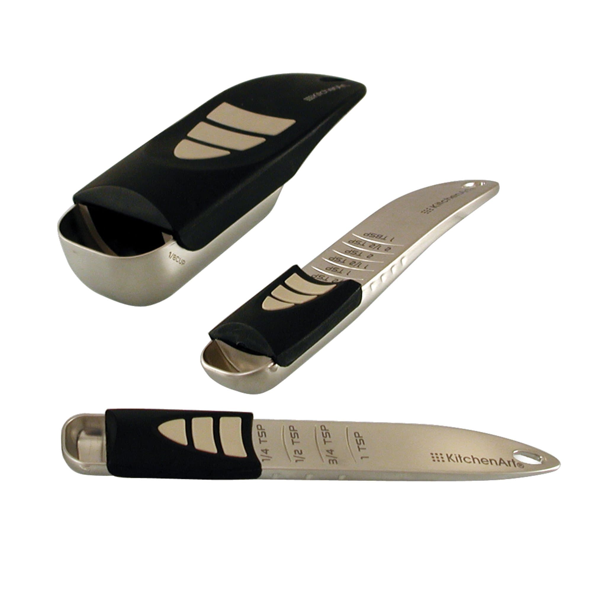 KitchenArt Cook’s Pro Adjust-A-Measure Set, 3-Piece, Satin,Black and Silver