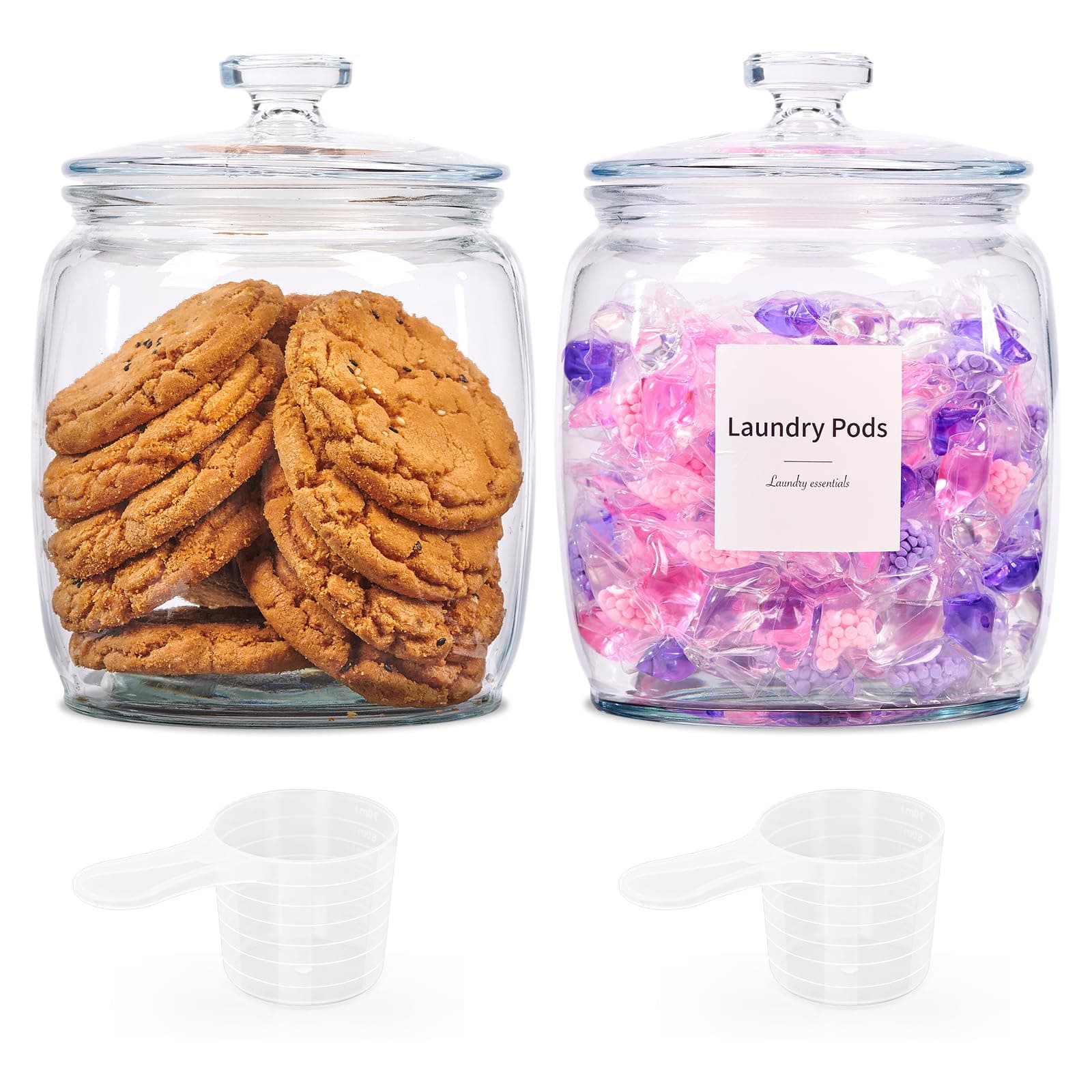 Laundry Pods Container for Laundry Room Organization and Storage, 71 Oz Glass Storage Containers with Lids, Glass Jar with Lid for Cookie, Food, Powder, Dryer Balls