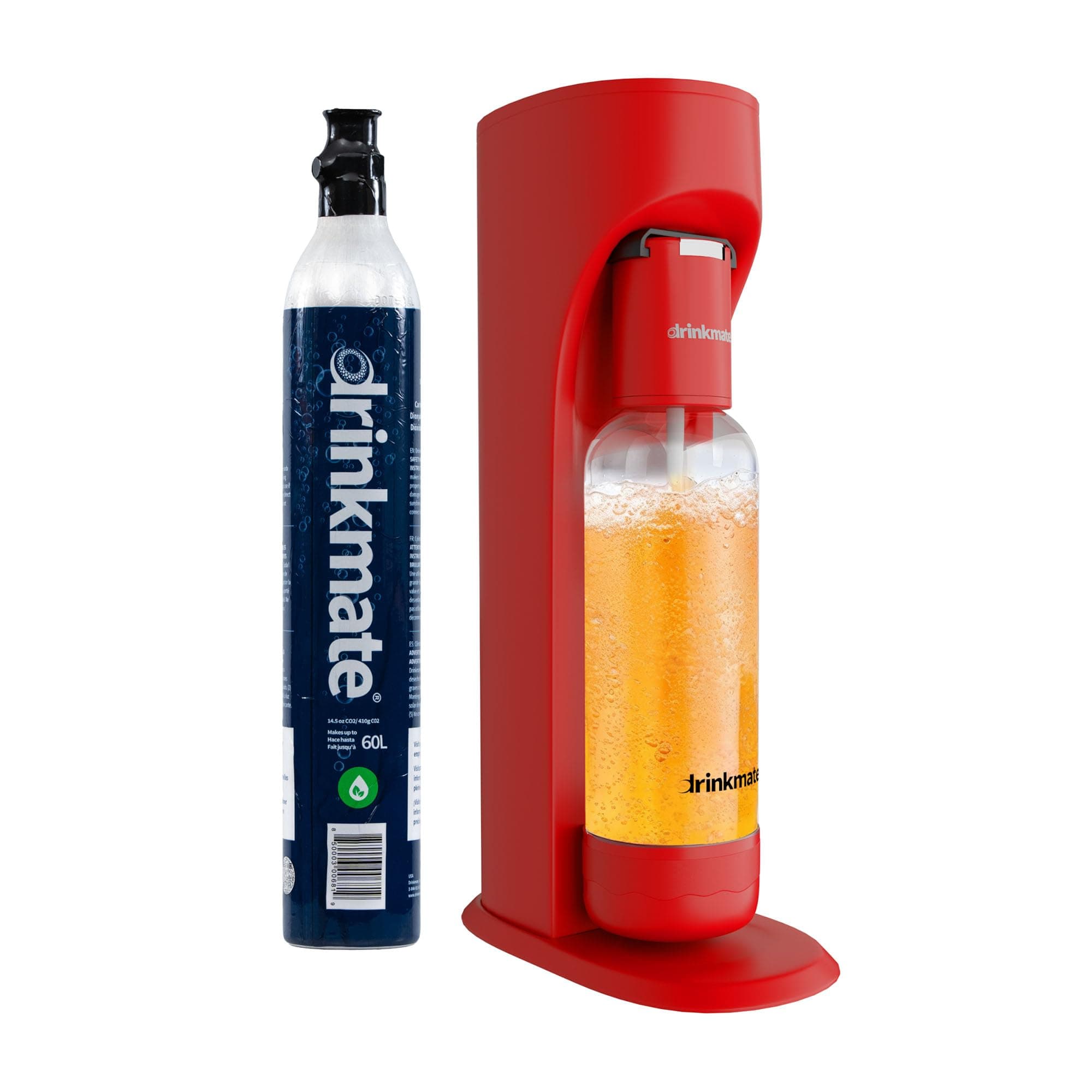 Sparkling Cocktail Mocktail Wine Juices and Water Maker, Carbonates Any Drink with Push-Button Simplicity, with 1L bottle and 60 Litre CO2 cylinder, Royal Red