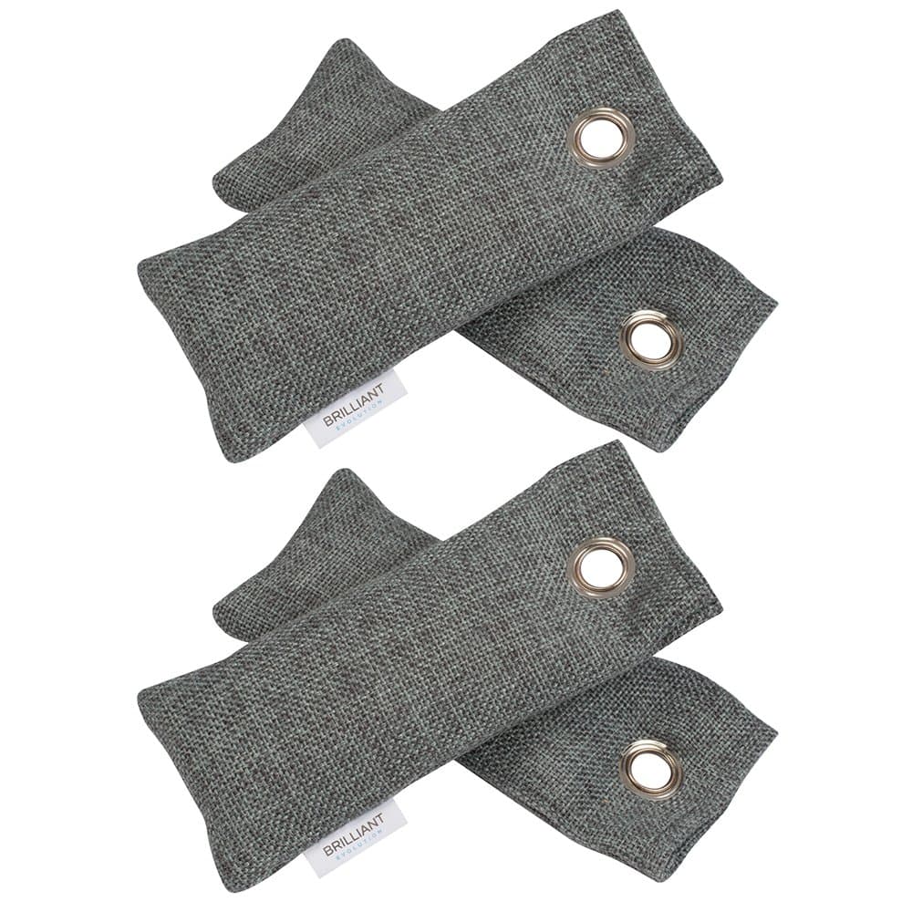 Brilliant Evolution Bamboo Charcoal Air Purifying Bag 50g 4 Pack | Shoe Deodorizer | Sneaker Deodorizer | Shoe Odor Eliminator | Odor Absorber | Gym Bag Deodorizer | Activated Charcoal