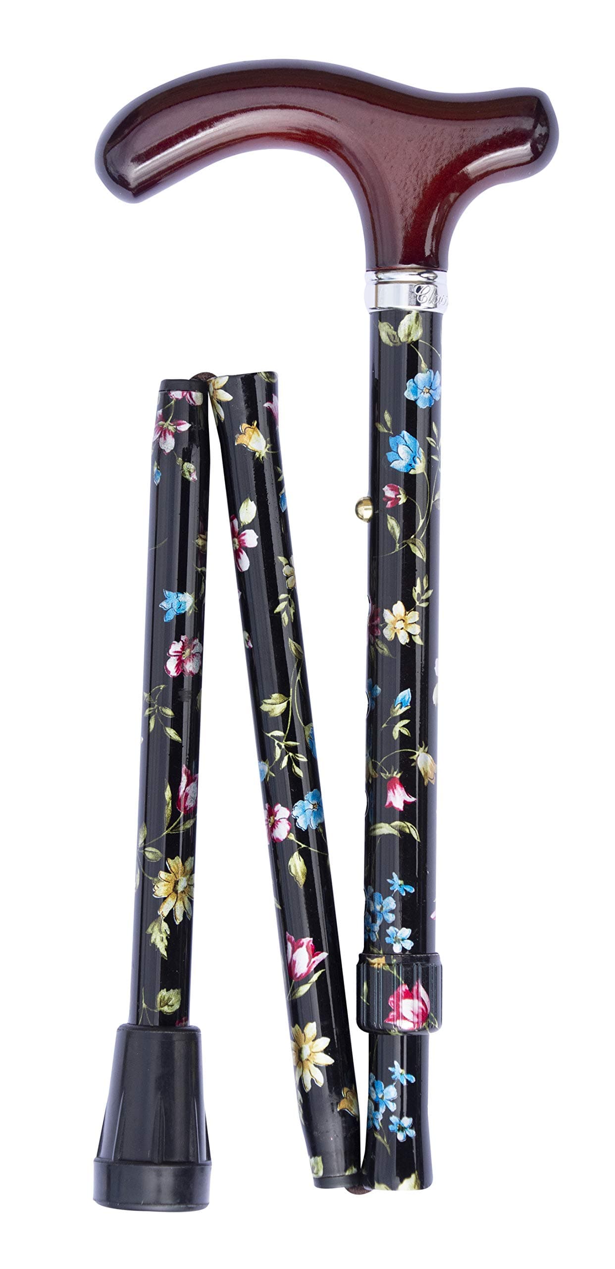 Extra Short Petite Adjustable Folding Derby in Black Floral