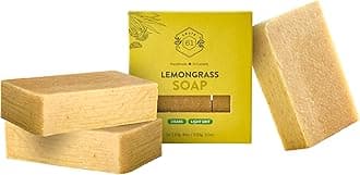 Lemongrass Soap 3 pack, 100% Vegan Cold Process, scented with premium essential oils, for men and women, face and body. ISO 9001 certified manufacturer