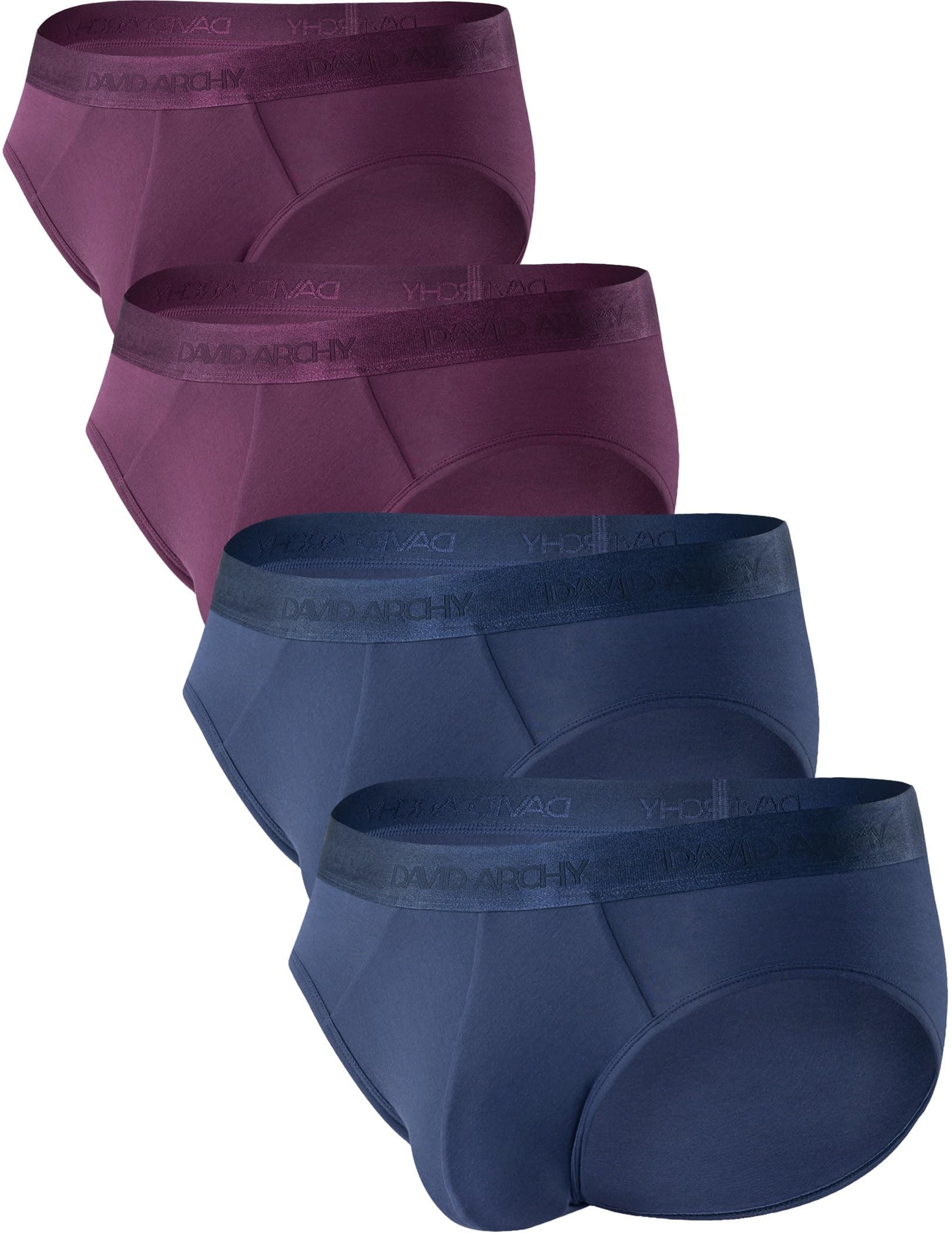 DAVID ARCHY Men's Briefs Modal No Fly Underwear Support Pouch Soft Comfort Briefs for Men 4 Pack