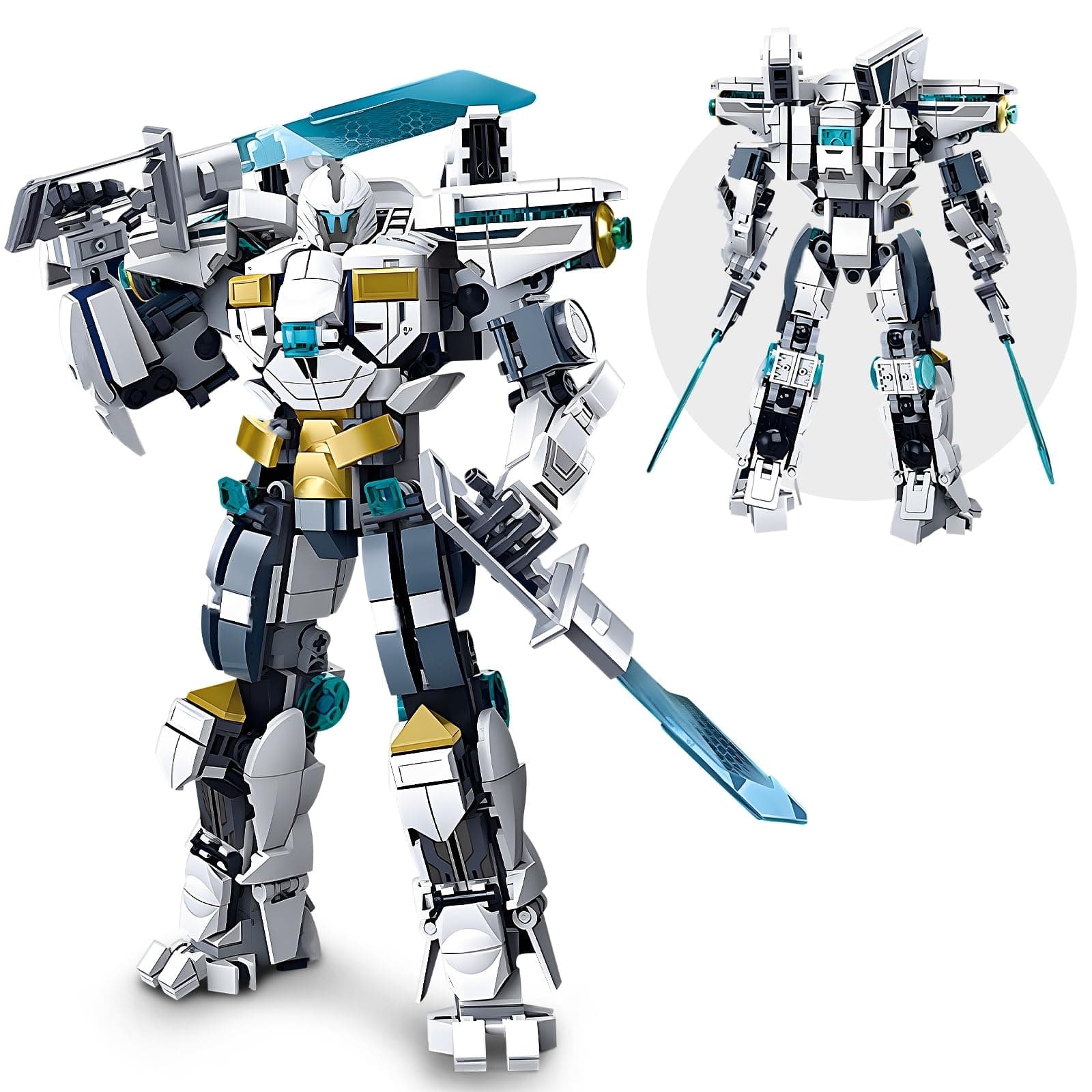 HIGH GODO Ice Warrior Mech Building Set, Cool City Protector Battle Model for Adults Teens 14+, Creative Action Robot Gifts Perfect for Christmakis Birthday (561 Pieces)