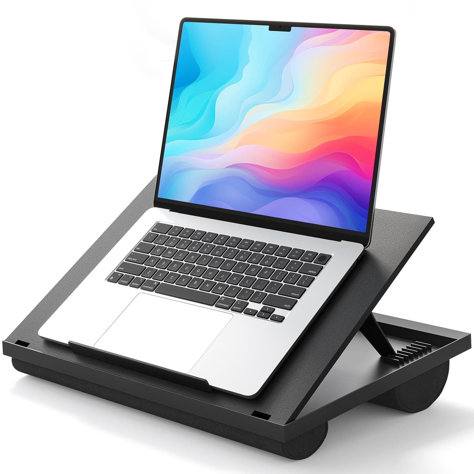 Laptop Desk, Portable Laptop Stand Fits Up to 15.6 Inch Laptops, Adjustable with 8 Angles Lap Desks for Adults - Dual Cushion Desk for Sofa, Bed, Car or Work Table