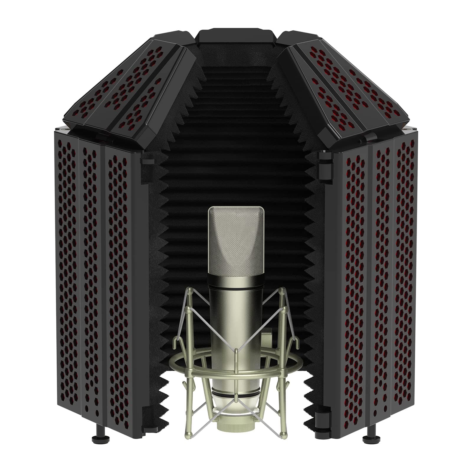 XTUGA Recording Microphone Isolation Shield, High Density Absorbent Foam 5 Panels to Filter Vocal,Top Enclosed Foldable Soundproof Cover for Condenser Studio Equipment MIS02