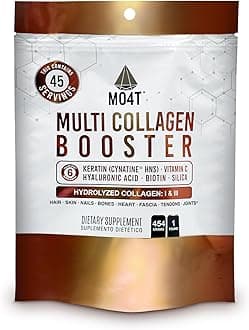 Multi Collagen Booster Powder – Extra Strength Collagen Supplement with Added Keratin, Biotin, Hyaluronic Acid, Vitamin C & Silica – Extra Nutrients for Hair, Nails,& Skin -1 Pound