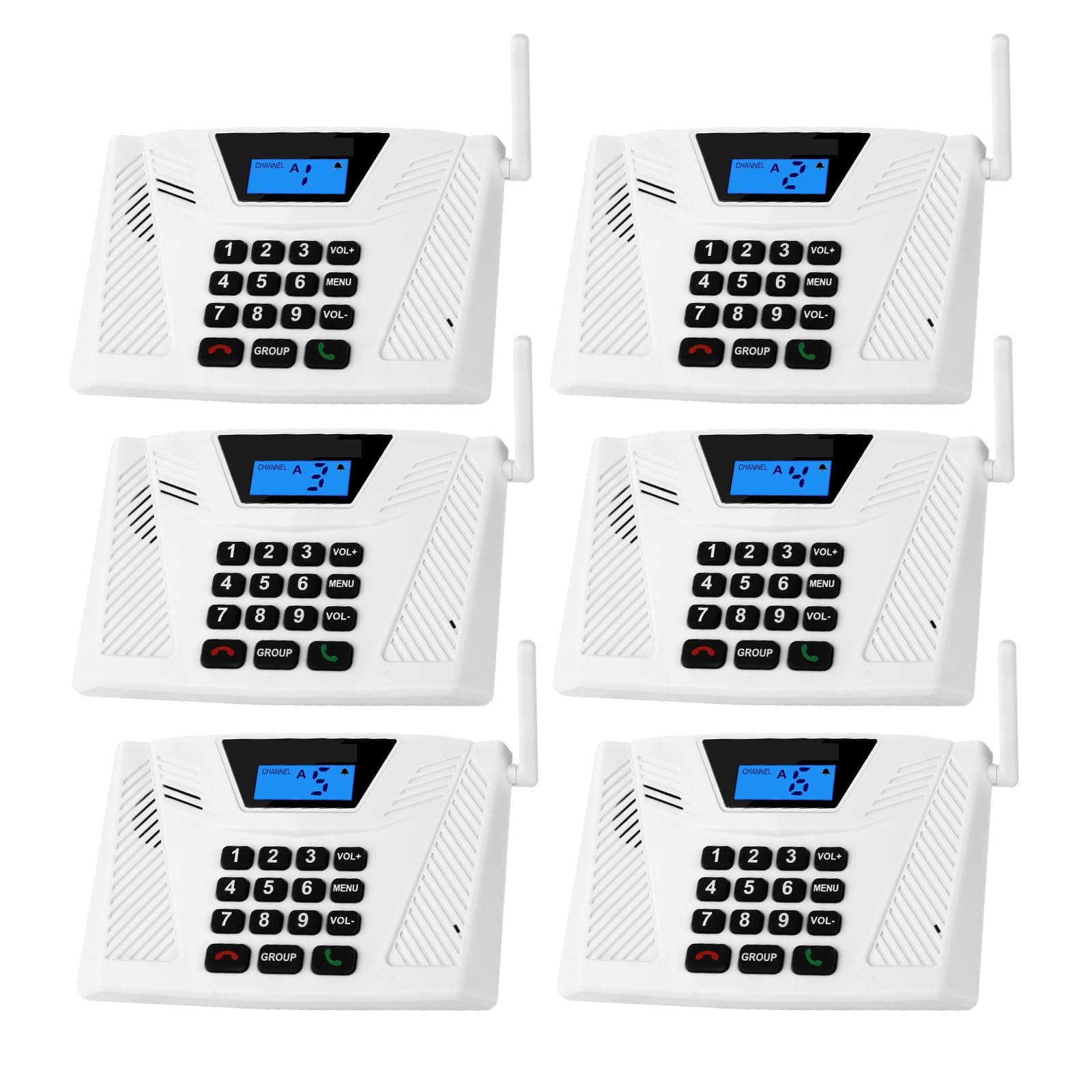 Intercoms Wireless for Home Hands Free, 2024 Upgraded Intercom 5300ft with Automatic Answer, 9 Channel Full Duplex Home Intercom System Fit for Hospital Business House(6 Packs White) ﻿