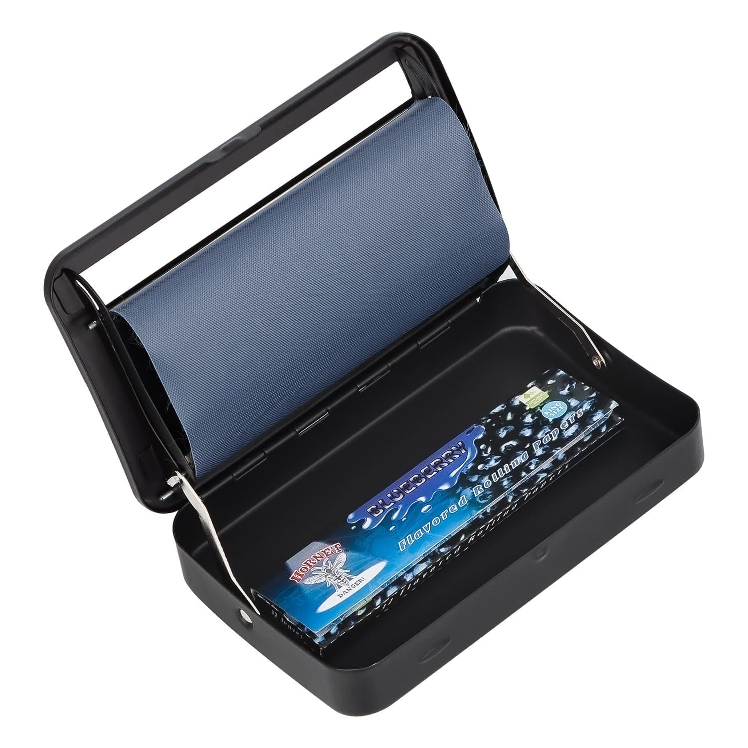 HORNET110MM Adjustable Automatic Cigarette Rolling Machines Box, Silver Metal Cigarette Roller Case Suit King Size Rolling Paper (110mm-Black)