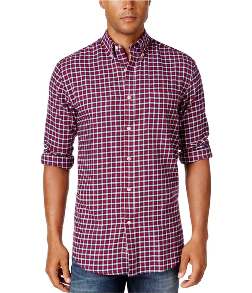 John Ashford Mens Flannel Checkered Button-Down Shirt