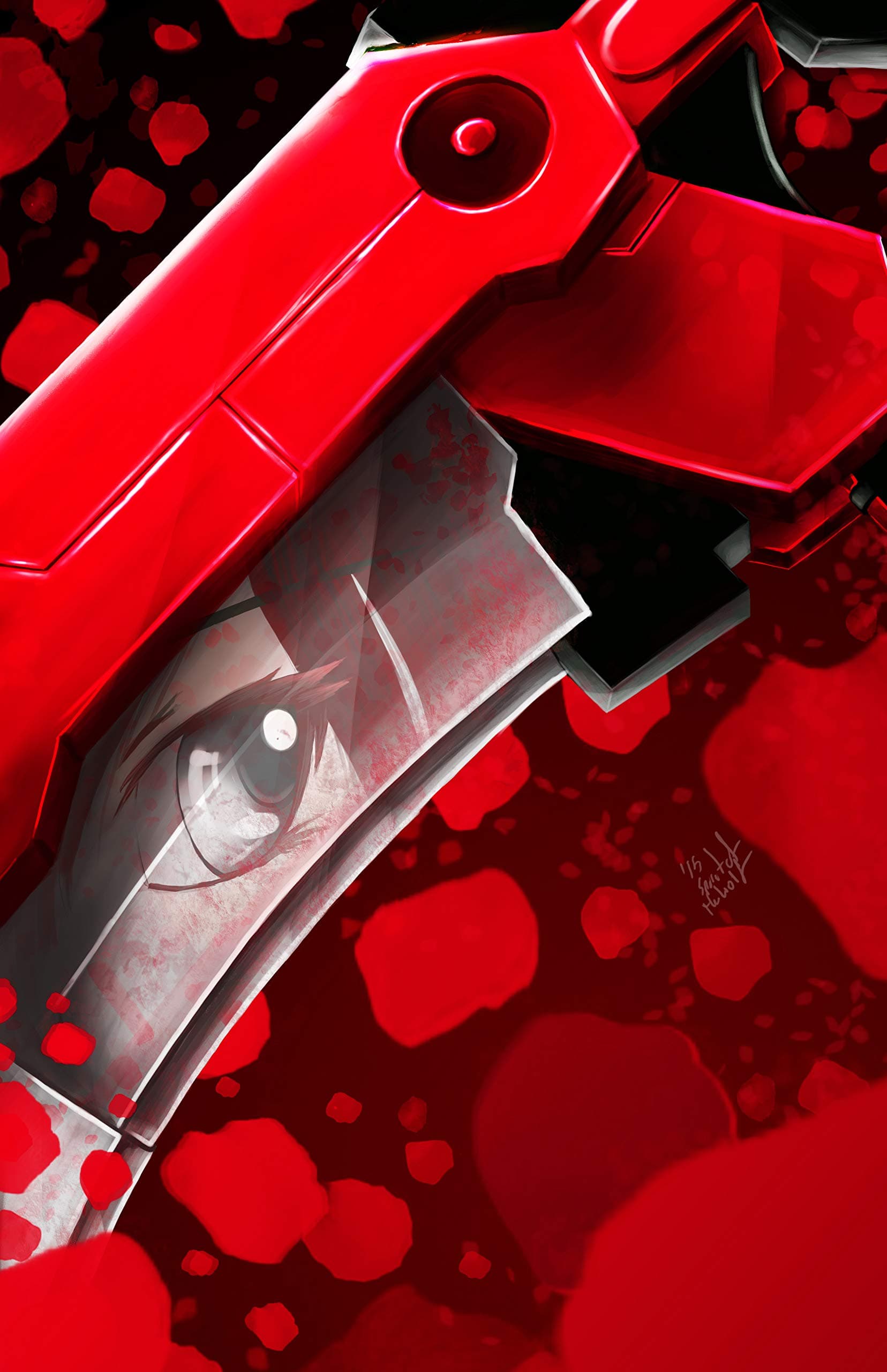 RWBY manga poster/every rose has its thorns/crescent Ruby Rose weapon/wby red like roses