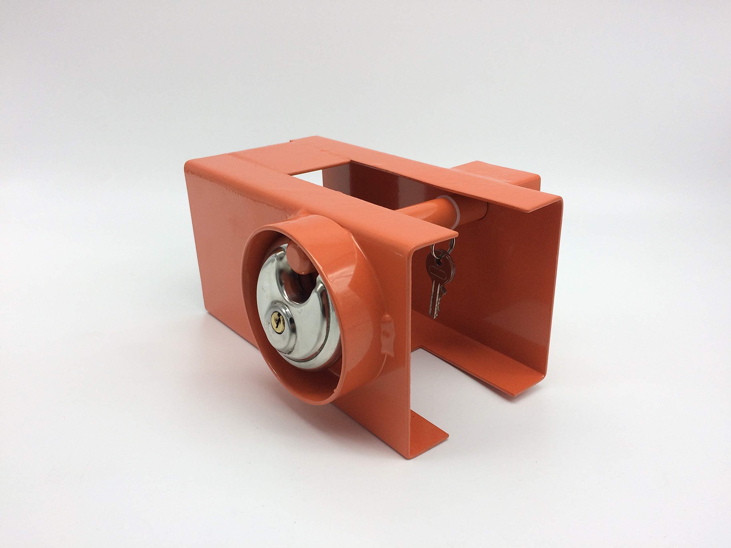 MSA Heavy Duty Caravan Tow Hitch Lock, Orange Security Lock with Keys, Trailer Anti-Theft Device