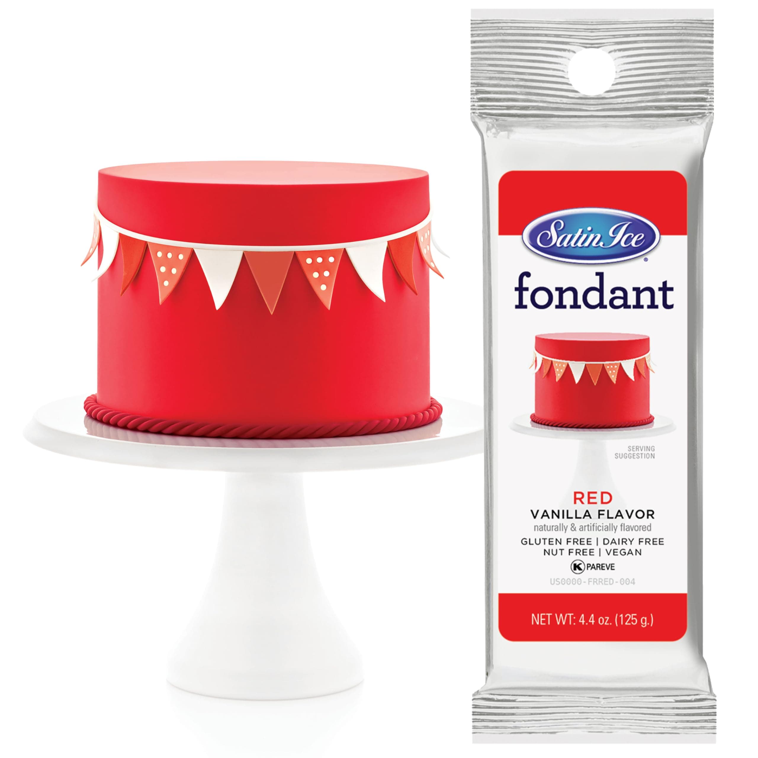 (Red) - Satin Ice Packaged Fondant 120ml