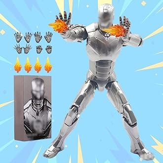 LonullyMege MK2Ironman Collectible Action Figure,7 Inch 10th Anniversary Metal Texture Painting Movable Mark Model Toys
