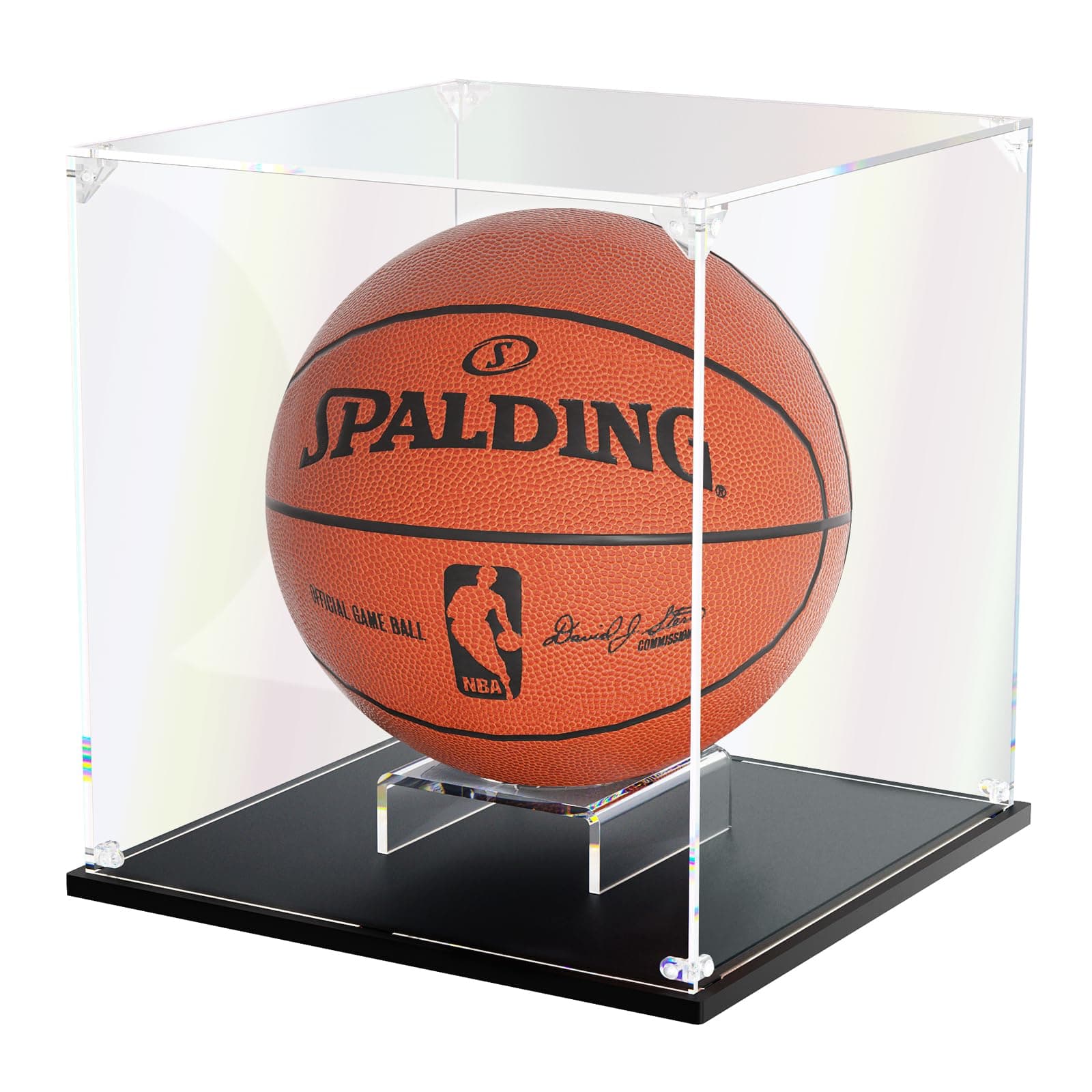 KOLIPI Basketball Display Case, Clear Acrylic Display Box for Full Size Basketball, Stand for Autographed Ball Showcasing, Watch The Video to Assemble (10.6x10.6x11.8 inch, 27x27x30 cm)