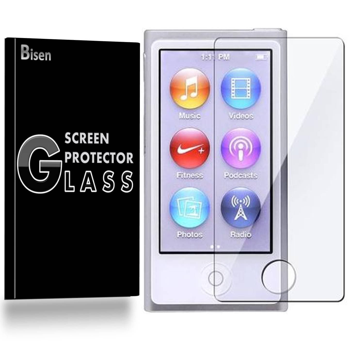 [3-Pack] BISEN for iPod Nano 7 (7th Gen) Screen Protector Tempered Glass, 9H Anti-Scratch, Anti-Shock, Anti-Bubble, Lifetime Protection & Replacement