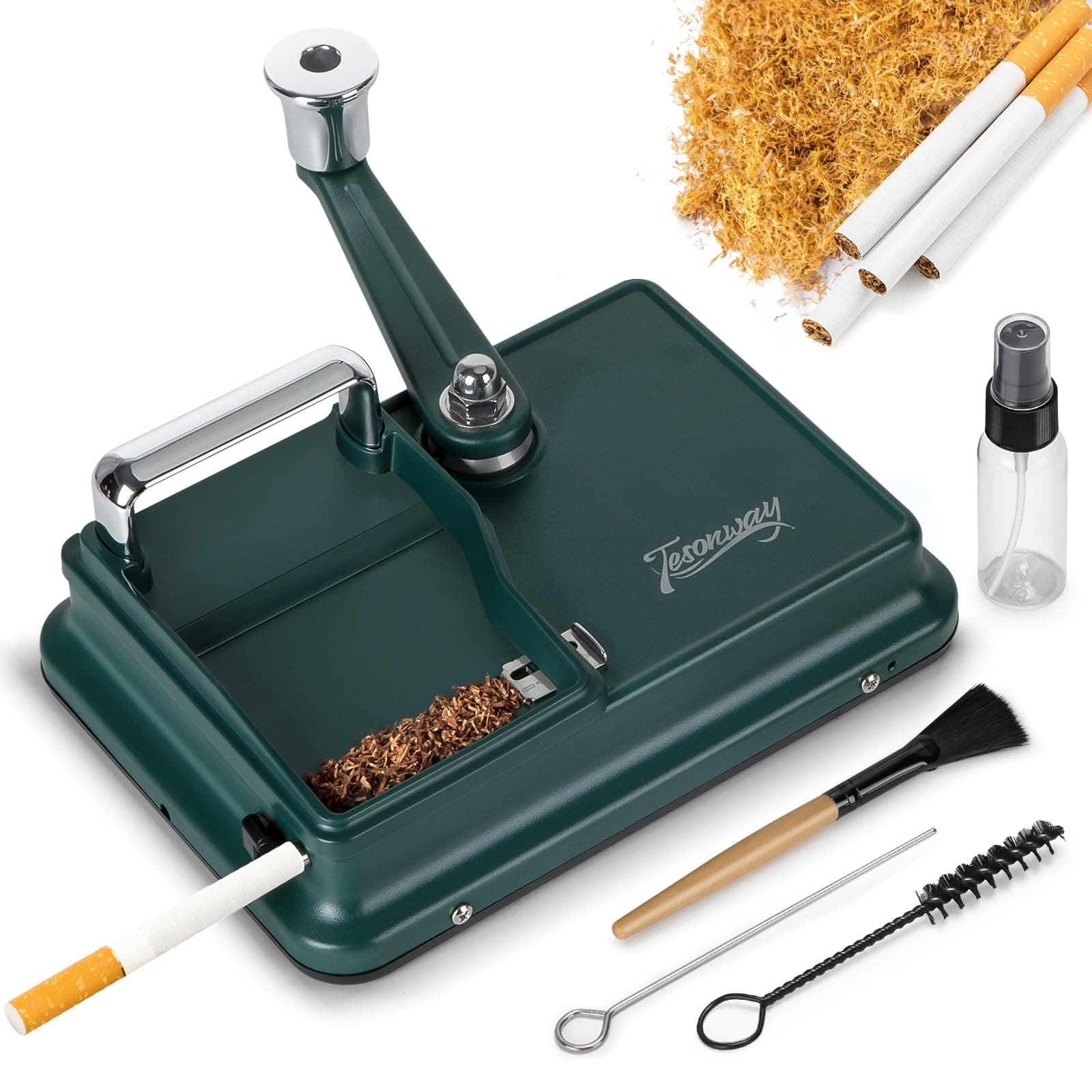 Tesonway Cigarette Rolling Machine Manual, Cigarette Injector Machine with Cleaning Brush, Cleaning Probe, Tube Probe, Cleaning Spray Bottle for 8mm Diameter Cigarettes Paper Tubes