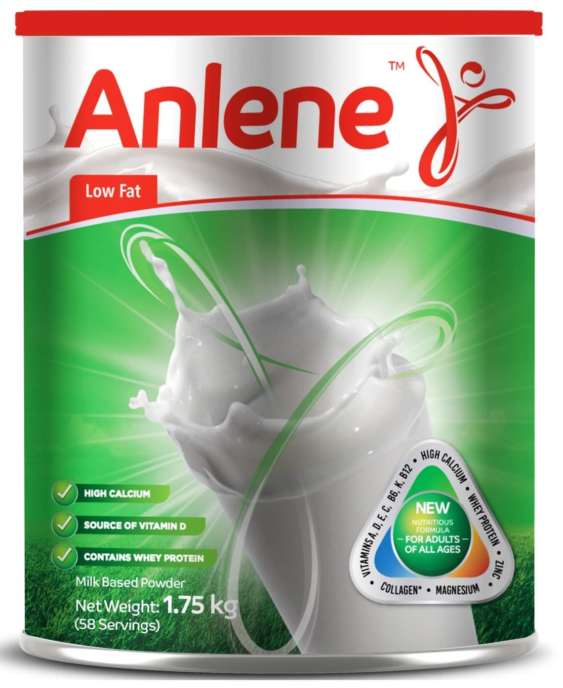Anlene Milk Powder, Low Fat, Nutritious Dairy Formula, Rich in Vitamins & Protein, Ideal for Coffee & Tea Beverages, Tin, 1.75kg