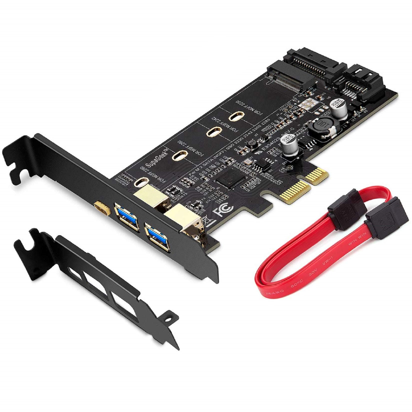 PCI-E to USB 3.0 PCI Express Card incl.1 USB C and 2 USB A Ports,Adding M.2 NVME SATA III SSD Devices to a PC or Motherboard Using M.2 NVME to PCIe 3.0 Adapter Card with Low Profile Bracket
