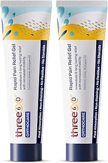 - three60+ RAPID PAIN RELIEF Gel | Get Immediate and Long Lasting Relief from Arthritis Pain | Erandmool, Nirgundi, Wintergreen Oil, and Shallaki | Fast-Absorption | Non-Staining | 50g Gel Pack of 2