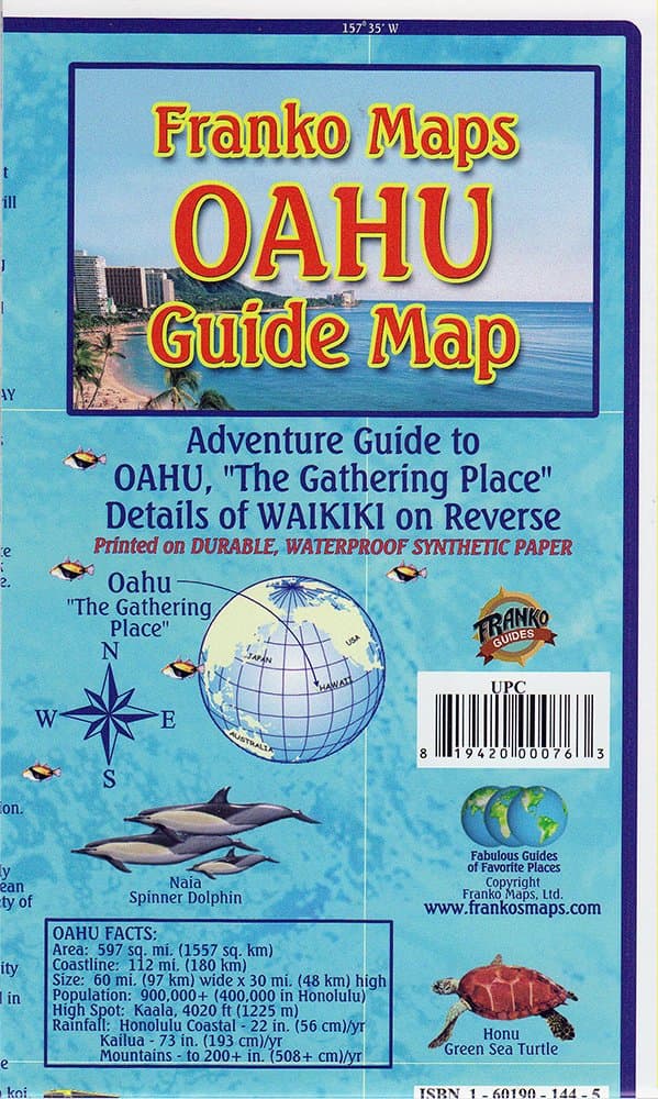 Oahu Hawaii Adventure Guide Franko Maps Waterproof Map