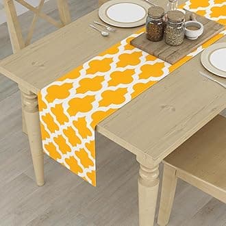 HOMEMONDE Cotton 4 Seater Dining Table Runners 33 x 152 CM - Centre Table Runners Cloth for Dining Room Tables, Yellow, 13 x 60 Inch, Medium