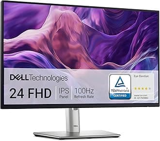 Dell P2425H 24 Inch Full HD (1920x1080) Monitor, 100Hz, IPS, 5ms, 99% sRGB, USB-C, DisplayPort, HDMI, VGA, 4x USB, 3 Year Warranty, Black