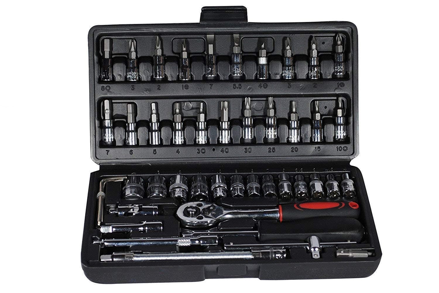 46 in 1 Pcs Tool Kit & Screwdriver set and Precision Socket Set Wrench Set Multi Purpose Combination Tool Case, Multicolour
