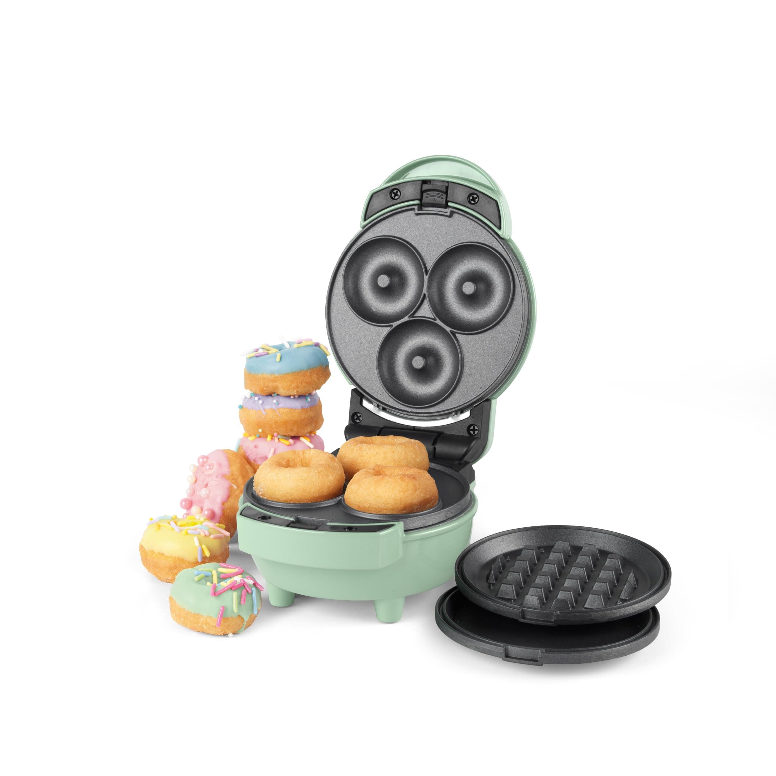 Giles & Posner 3 in 1 Mini-Bites Maker Non-Stick Cooking Plates, Doughnut,Waffle, and Pancake Maker, 3 Minute Pre-Heat time, Non-Slip Feet, Easy to Clean,Ready Indicator Lights,400W,1.15KG