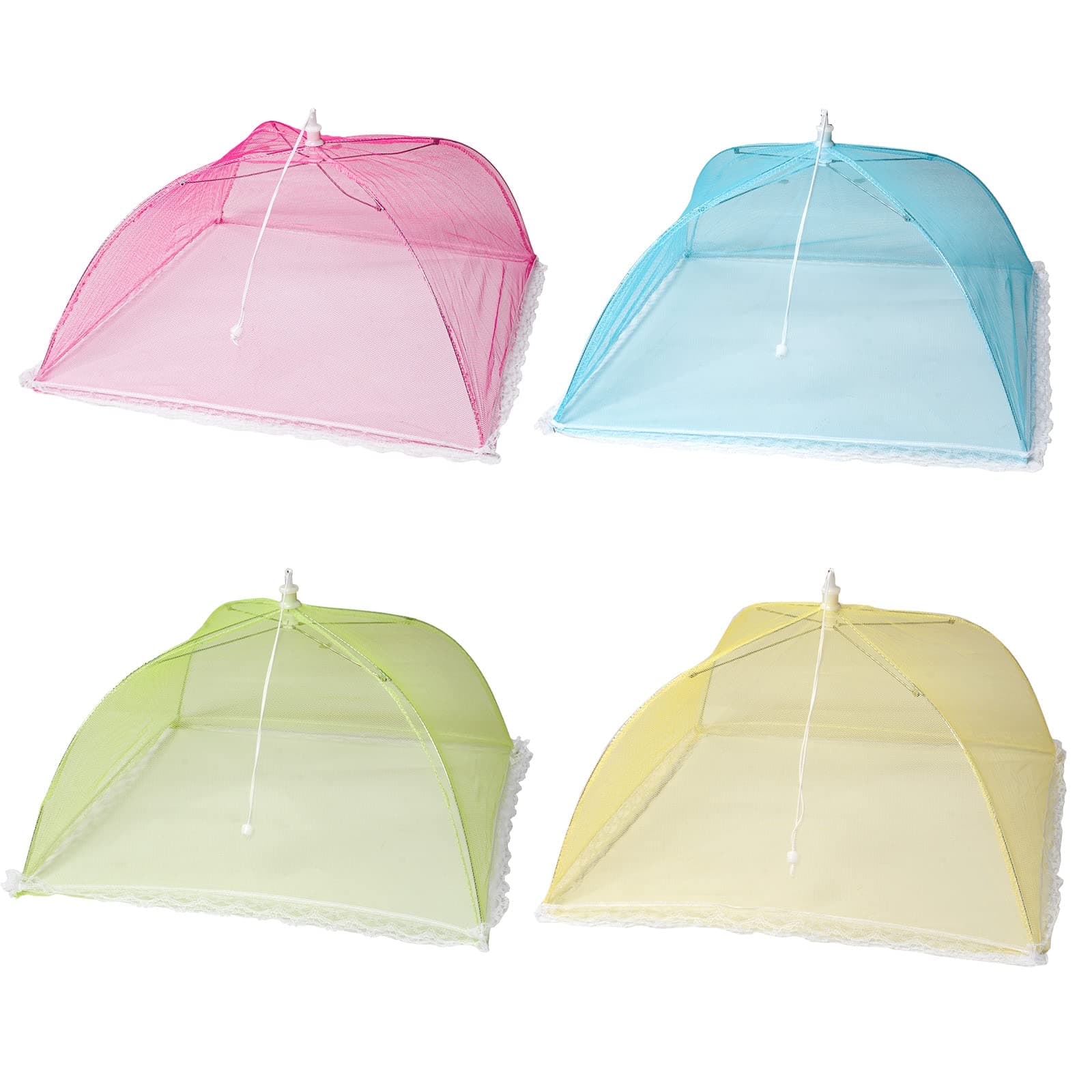 4 Pack Large and Strong Pop Up Mesh Screen Food Cover Tent,Reusable and Collapsible Outdoor Food Cover,Food Protector Tent Keep Out Flies, Bugs, Mosquitoes