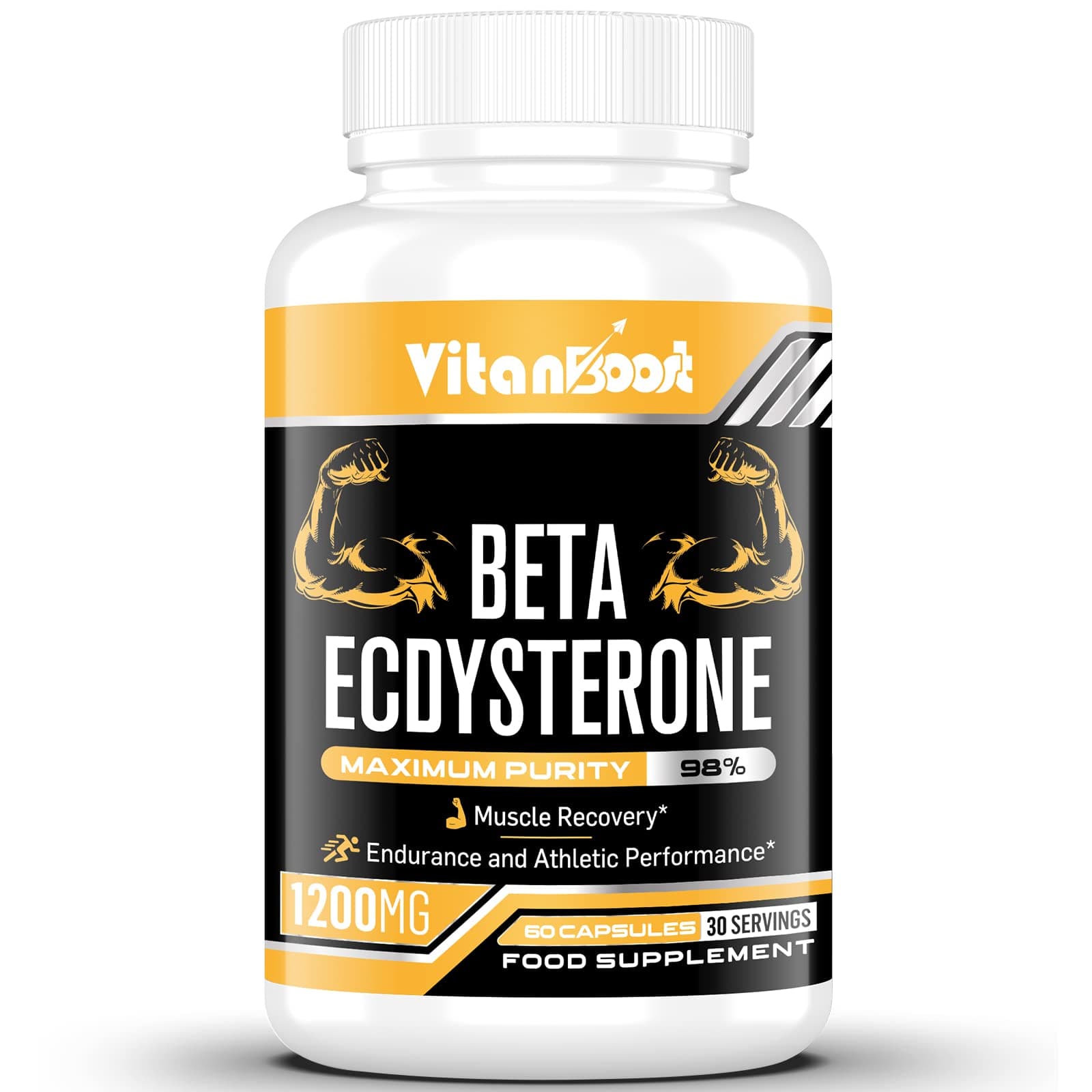 Beta Ecdysterone Supplement 1200mg | Increases Lean Muscle Mass, Exercise Performance, Strength and Protein Synthesis, 98% Maximum Purity Formulated for Enhanced Absorption (60 Count (Pack of 1))