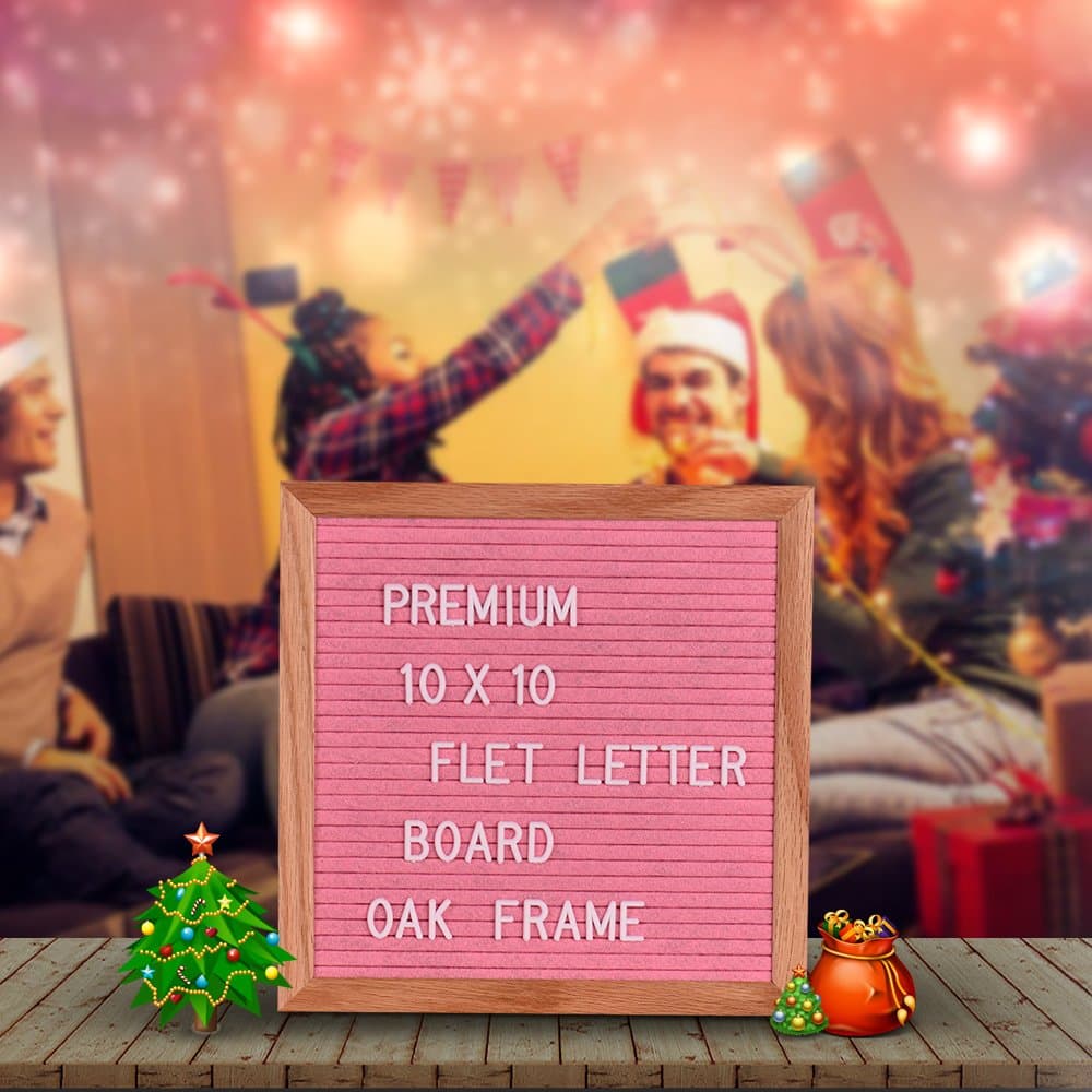 Letter Board Sign Message Home Office Decor Board Oak Frame with Changeable White Letters Symbols Numbers Characters Bag Wall Mount Hook