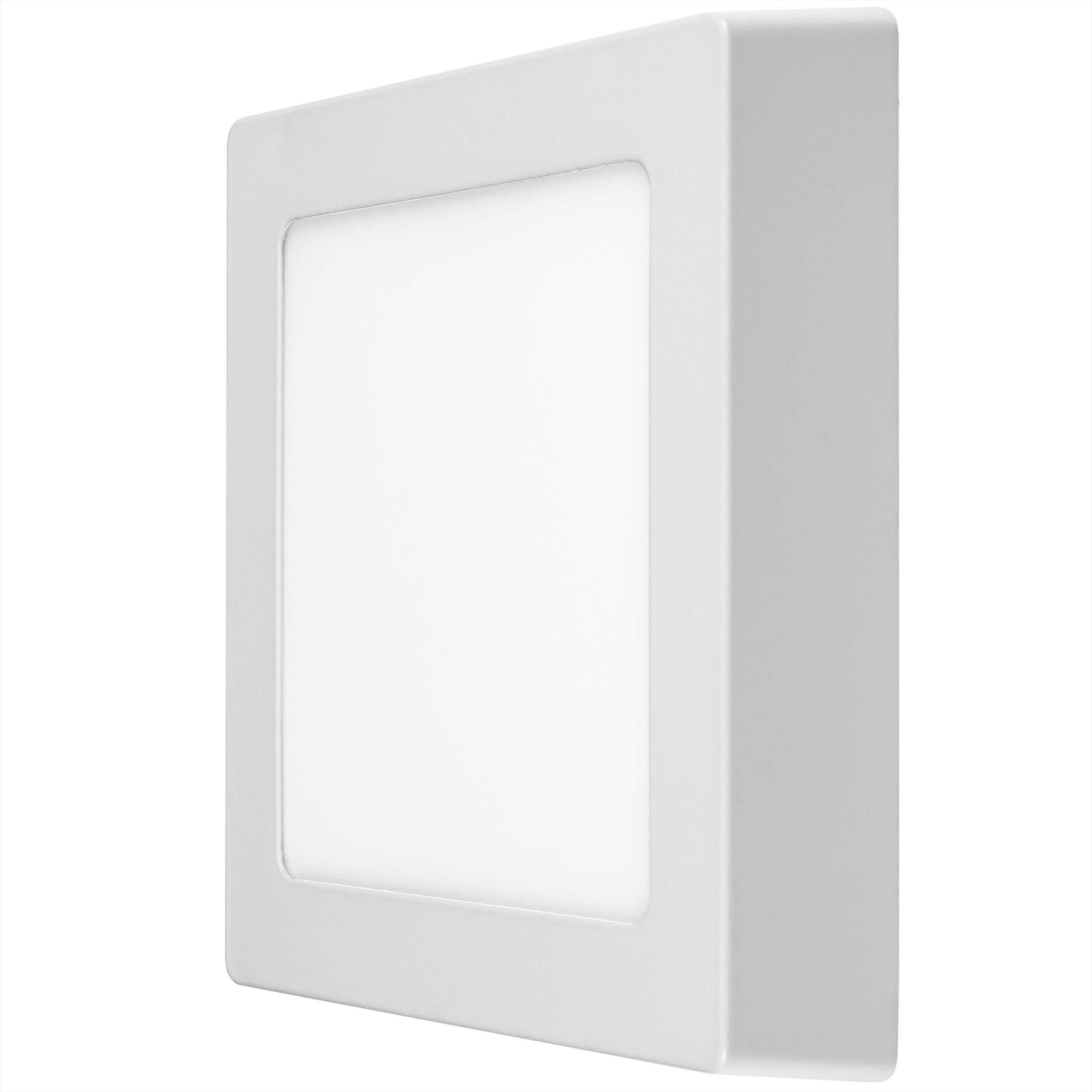LUMIRA 12 W LED Square Panel 17x17 cm Surface-Mounted Spotlight Ceiling Lamp Ceiling Light, 12 Watt, Equivalent to 100 W, White Colour, incl. fixing material and Transformer, 900 Lumens, aluminium, Cold White 12.00 wattsW 230.00 voltsV [Energy Class A+]