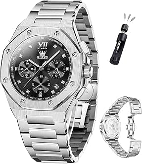 Mens Watches Octagonal Luxury Stainless Steel Dress Watches for Men Quartz Analog Large Face Luminous Relojes para Hombres