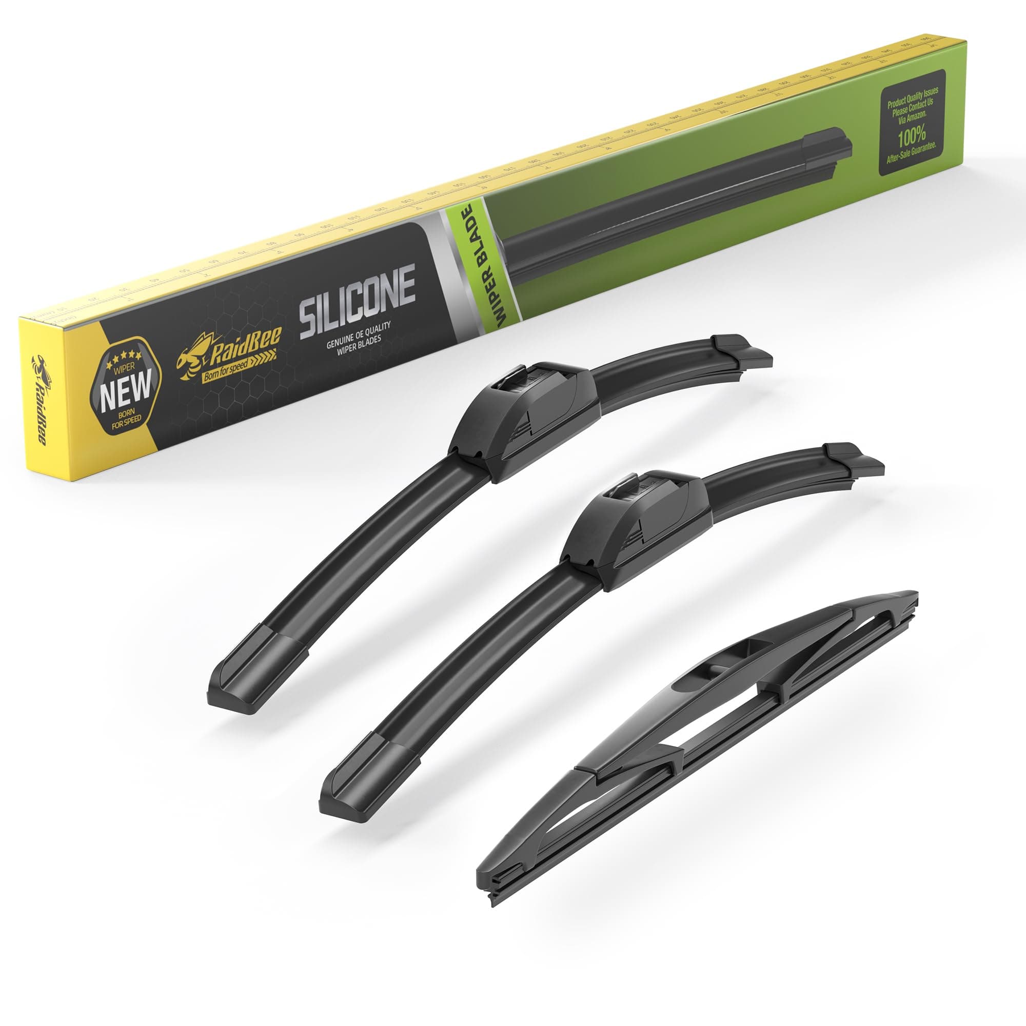 Raidbee® Silicone Windshield Wiper blades 3 pack Replacement for Jeep Wrangler 2023 2022 2021 2020 2019 2018 All-Season Silicone Windshield Wipers 16" 16" 12"