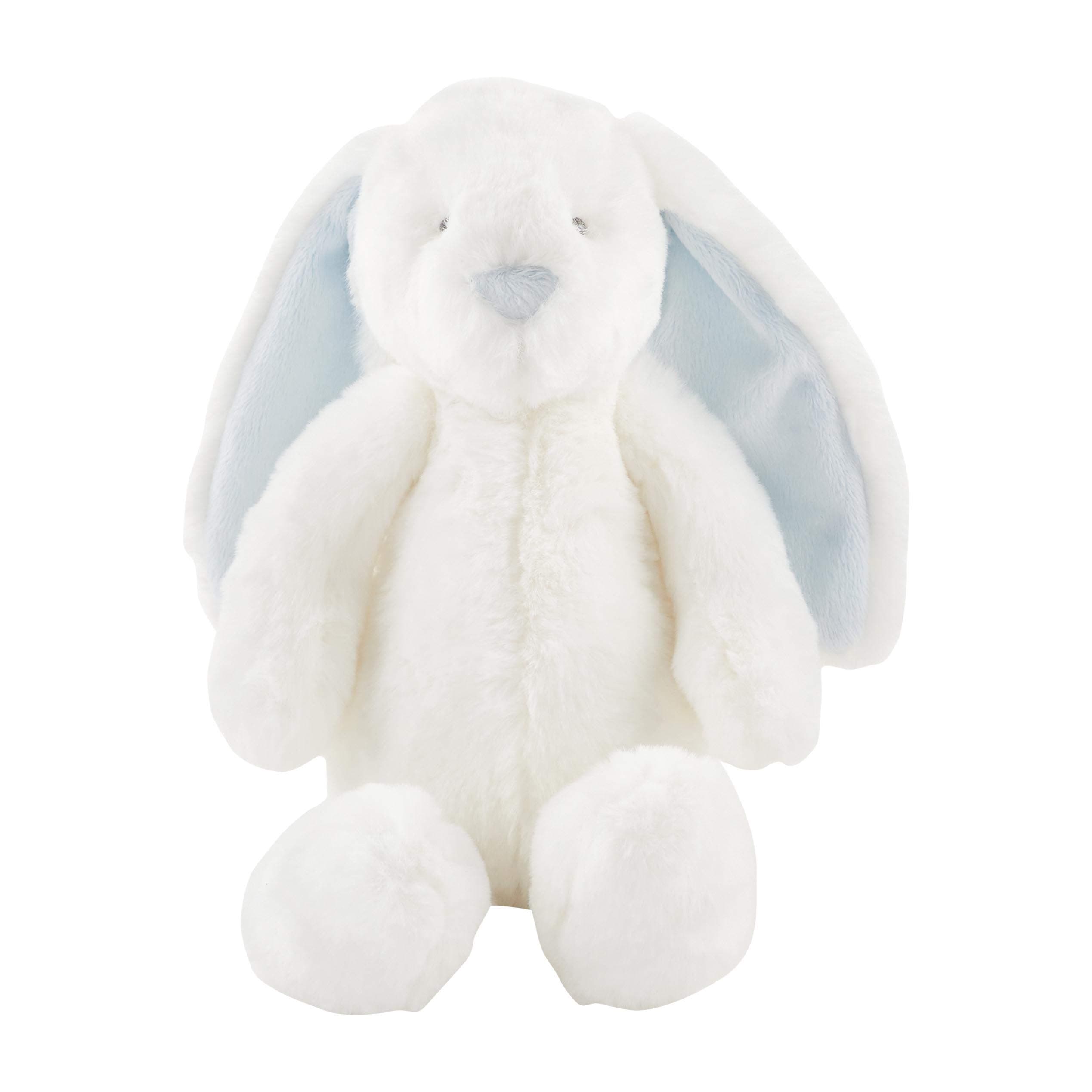Mud Pie Blue Plush Bunny, Small, 15" x 9", White and Blue, Polyester