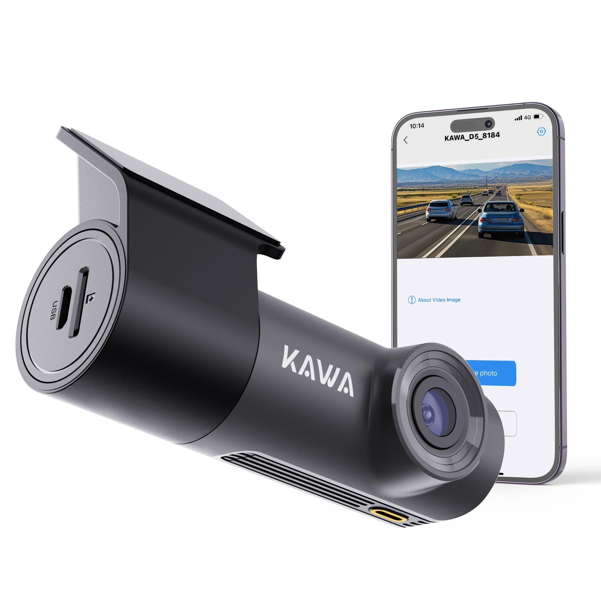 KAWA Dash Cam 2K, Mini Front Dash Camera for Cars, Smart Voice Control, 1296P QHD, Built in WiFi, 24H Parking Mode, Loop Recording, G-Sensor, Night Vision, iOS/Android Mobile App, Support 256GB Max