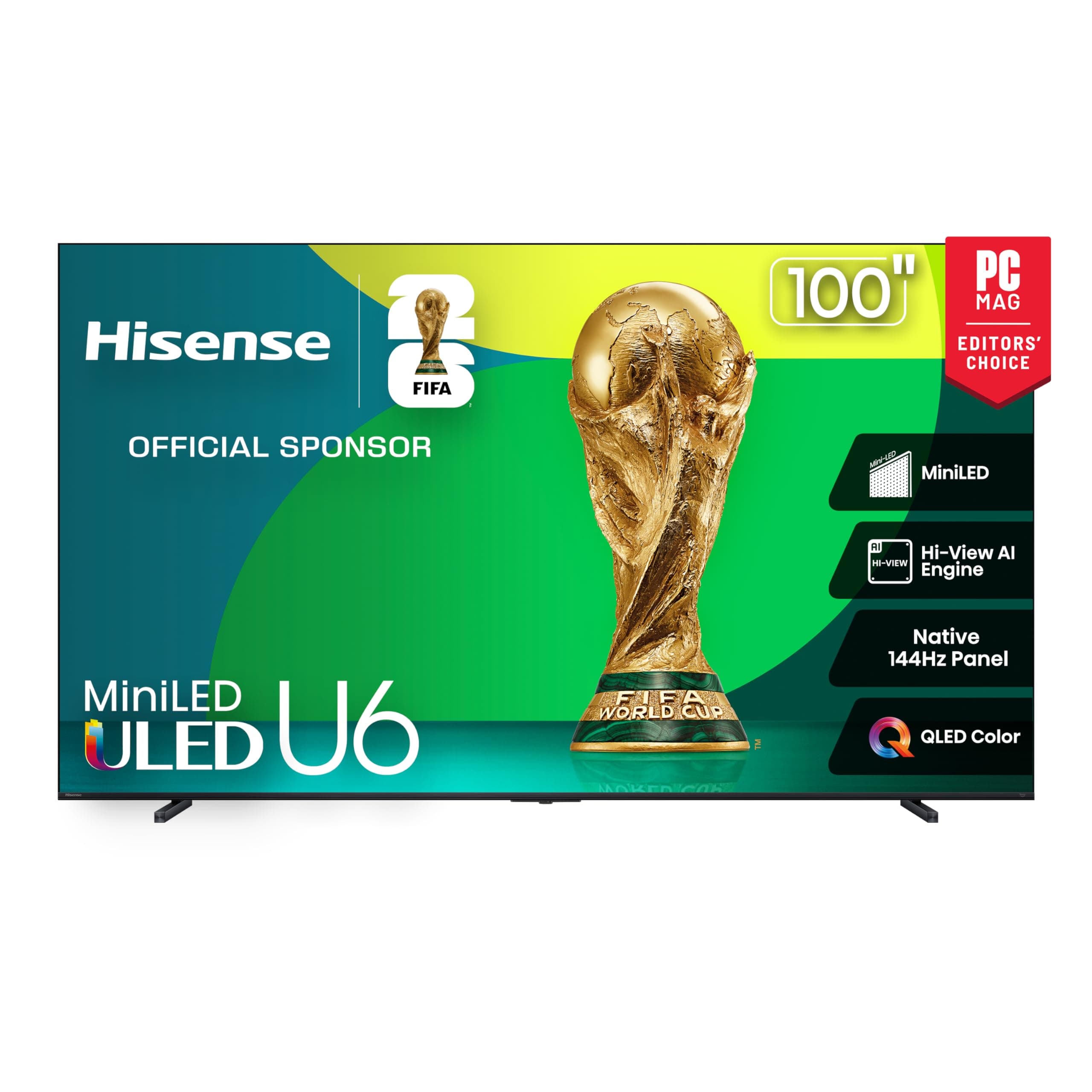 100" Class U6 Series Mini-LED 4K UHD Smart Fire TV (100U65QF, 2025 Model) - QLED, Native 144Hz, HDR10+, Dolby Vision IQ, Dolby Atmos, Game Mode Pro, ALLM, Alexa Built in, Black