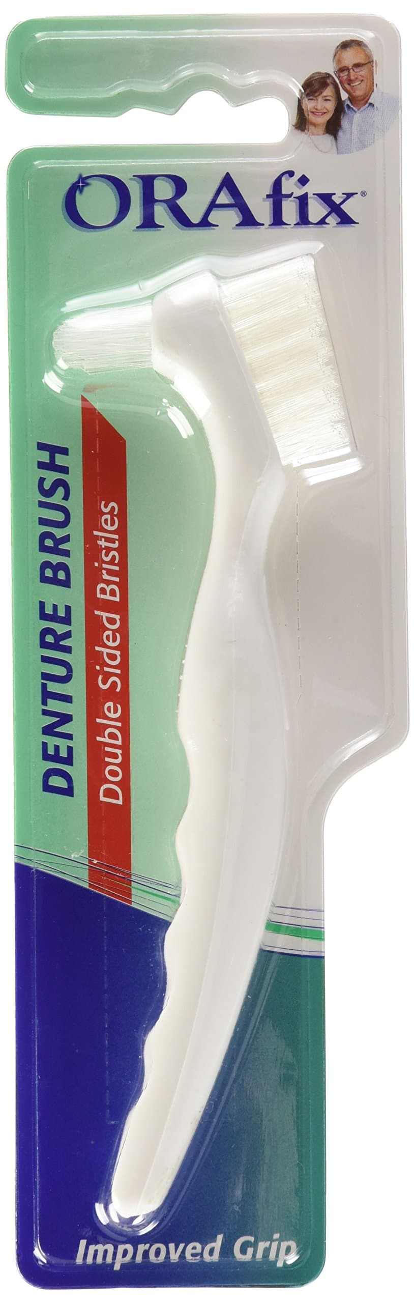 Denture Toothbrush False Teeth Cleaning Brush ORAFIX Double Sided BRISTLES - Assorted Colors - Single