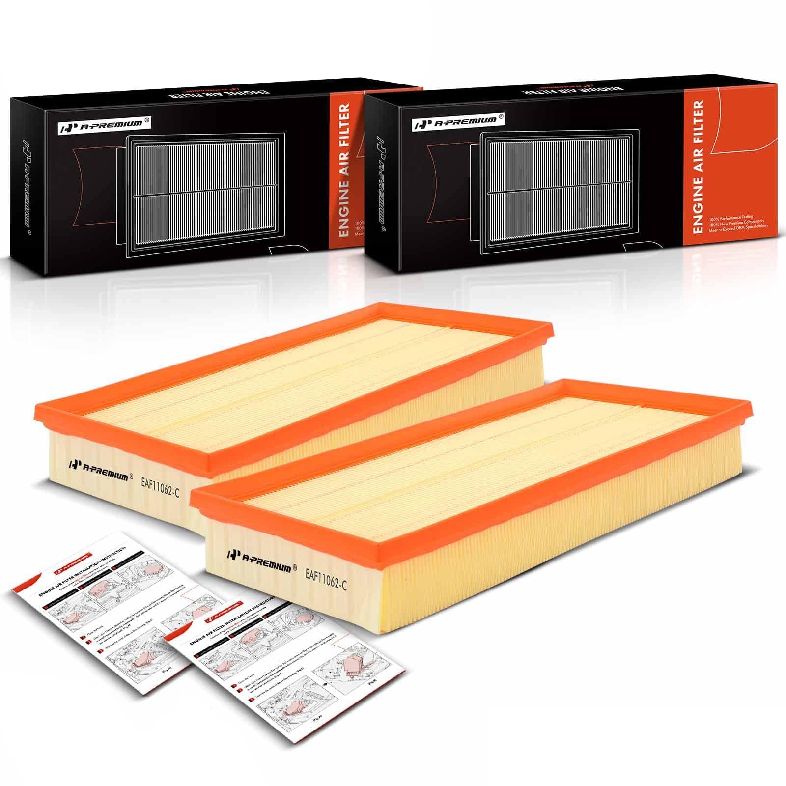 A-Premium 2-PC Engine Air Filter Compatible with Land Rover Discovery, LR4, Range Rover, Range Rover Sport, 2010-2022, Flexible Panel, Replace# CA11062, AH429610AA