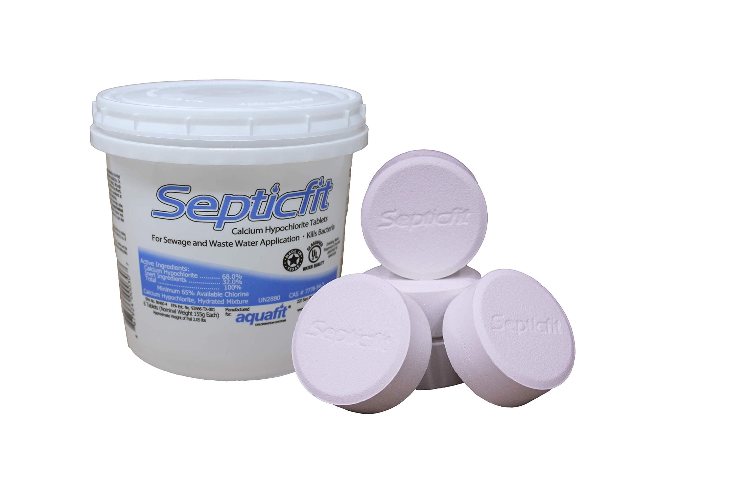 Septic Chlorine Tablet - 6 Tablet Pail - 2 lbs - NOT for USE in Swimming Pools White