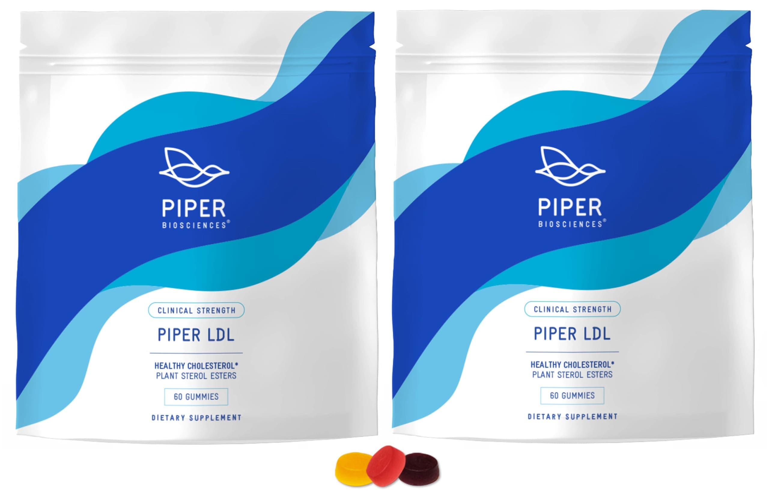 Piper LDL Clinical Strength Healthy Cholesterol Gummies (2280 mg Plant Sterol Esters Per Day): Two Packs Each with 60 Gummies, Vegan, 30 Day Supply