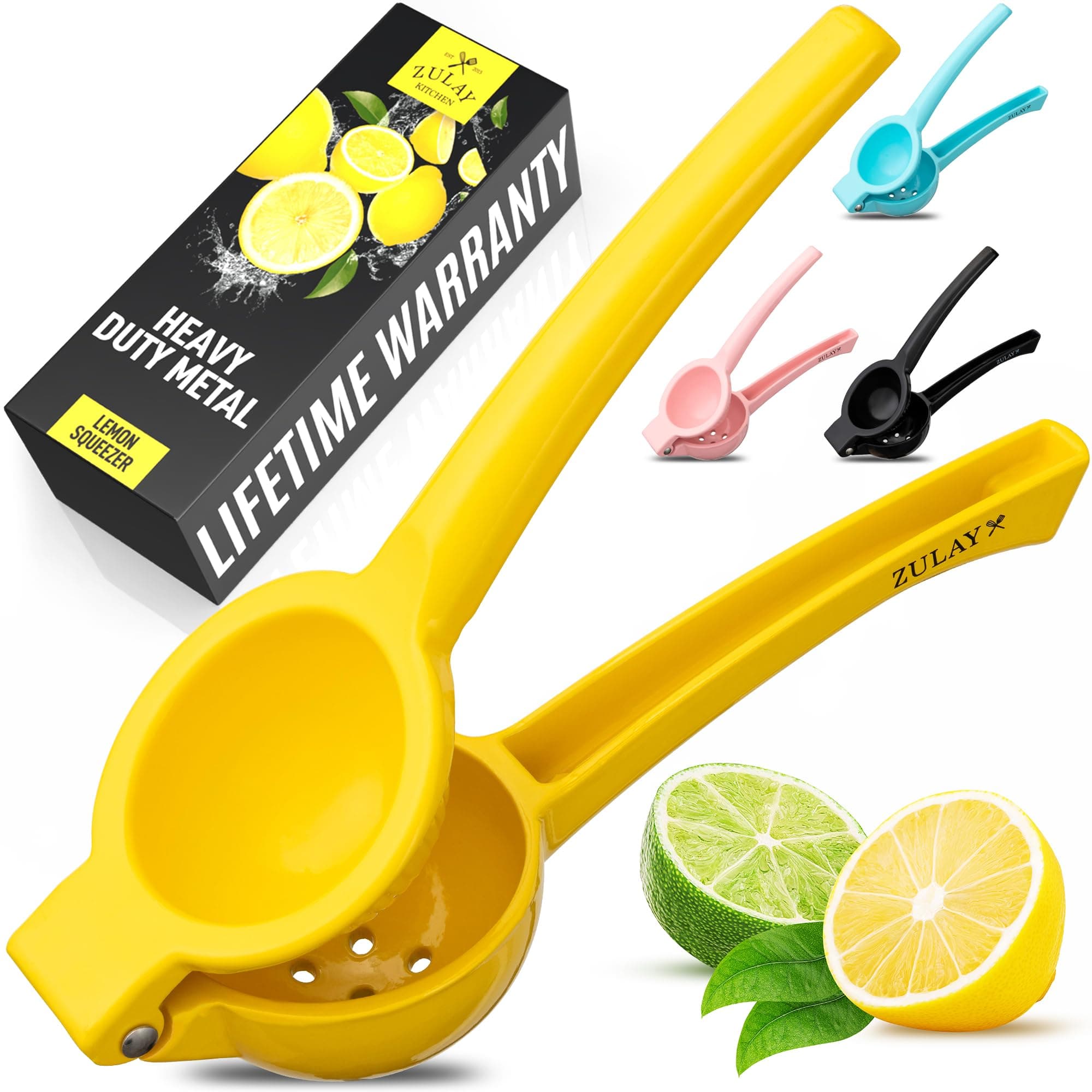 Zulay Kitchen Metal Lemon Squeezer - Handheld Lemon Juicer Squeezer - Easy to Use Citrus Juicer - Manual Press for Extracting the Most Juice Possible - Extracts Every Last Drop