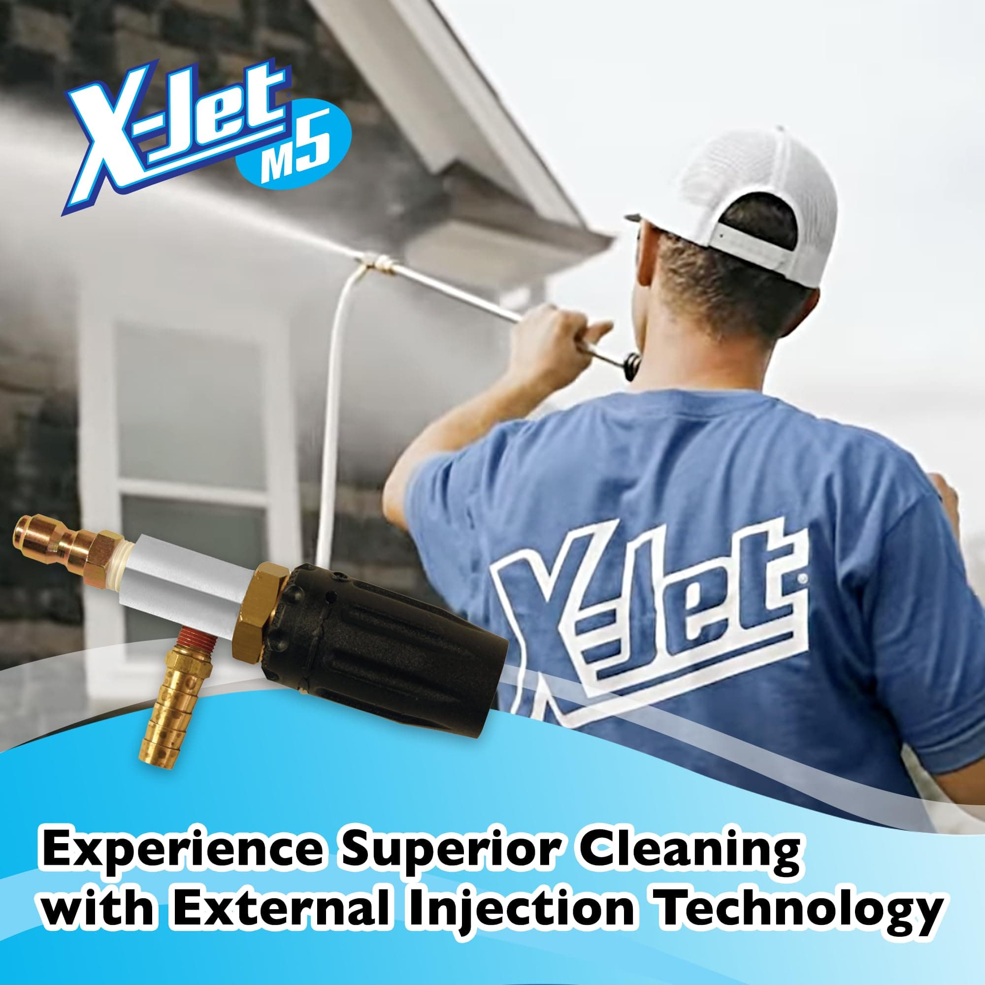 X-Jet M5#9 Kit | 3-3.5 GPM | Adjustable Long-Range External Injection Variable Pressure Washing Nozzle | Perfect for Washing Residential & Commercial Properties from the Ground | W/ 2000 to 4500 PSI