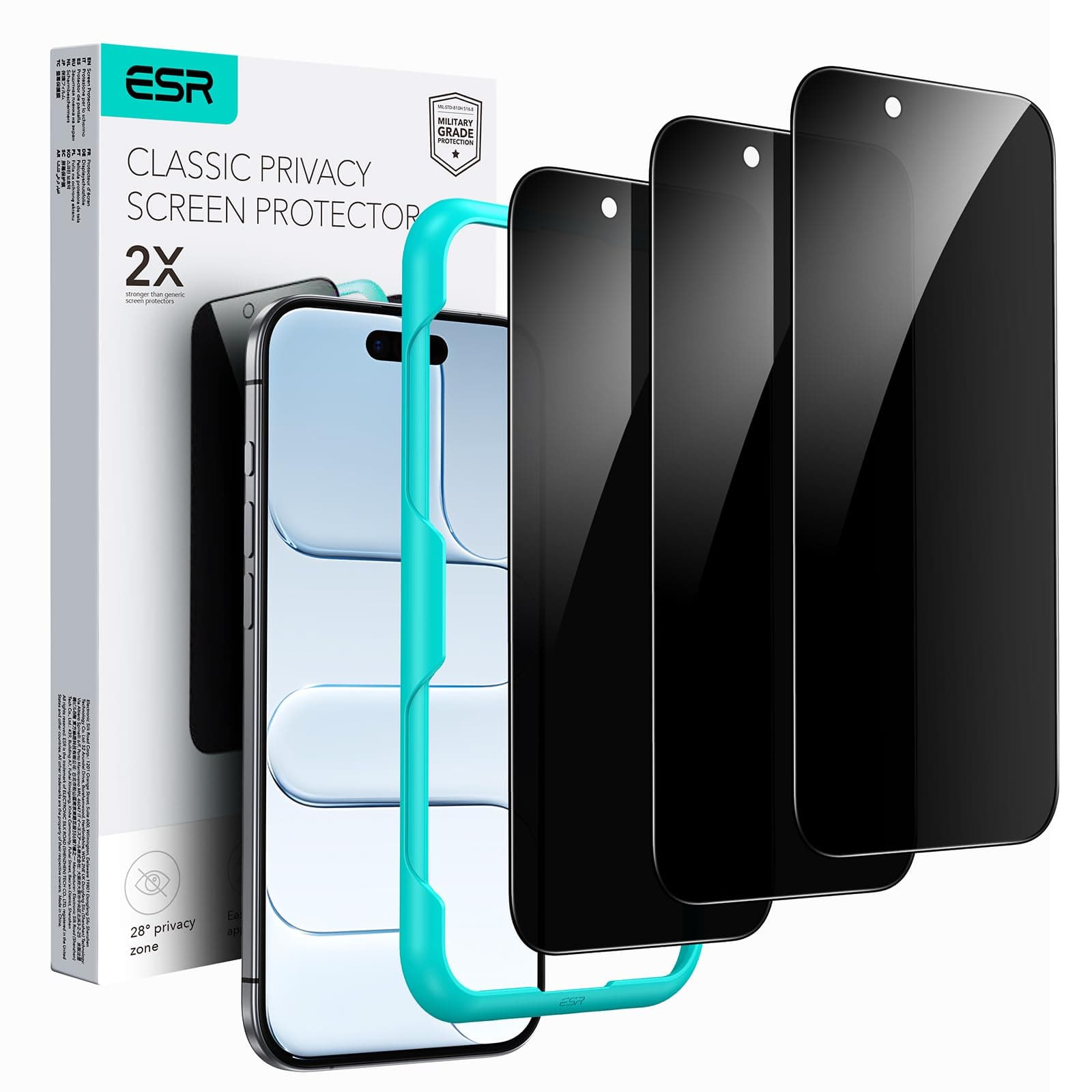 3 Pack for iPhone 16 Pro Max Privacy Screen Protector, Anti-spy Tempered-Glass Privacy Screen Protector with Easy Installation Tool, Micro-Curved Edges, Case Friendly