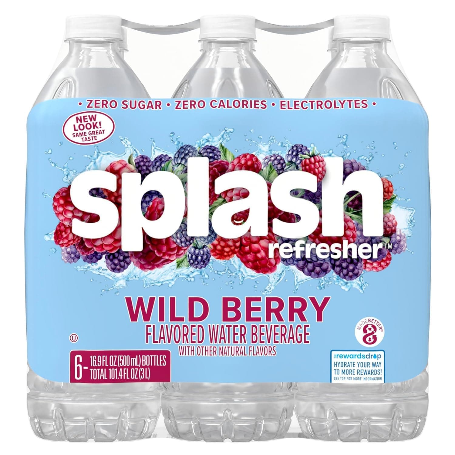 Wild Berry Flavored Water, Zero Sugar, with Electrolytes, 16.9 Fl Oz, 6 Pack