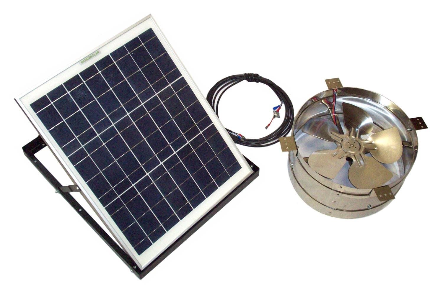 Powered Attic Gable Fan - 30 Watt Solar Panel - 1911 CFM Ventilator Fan - with Thermostat