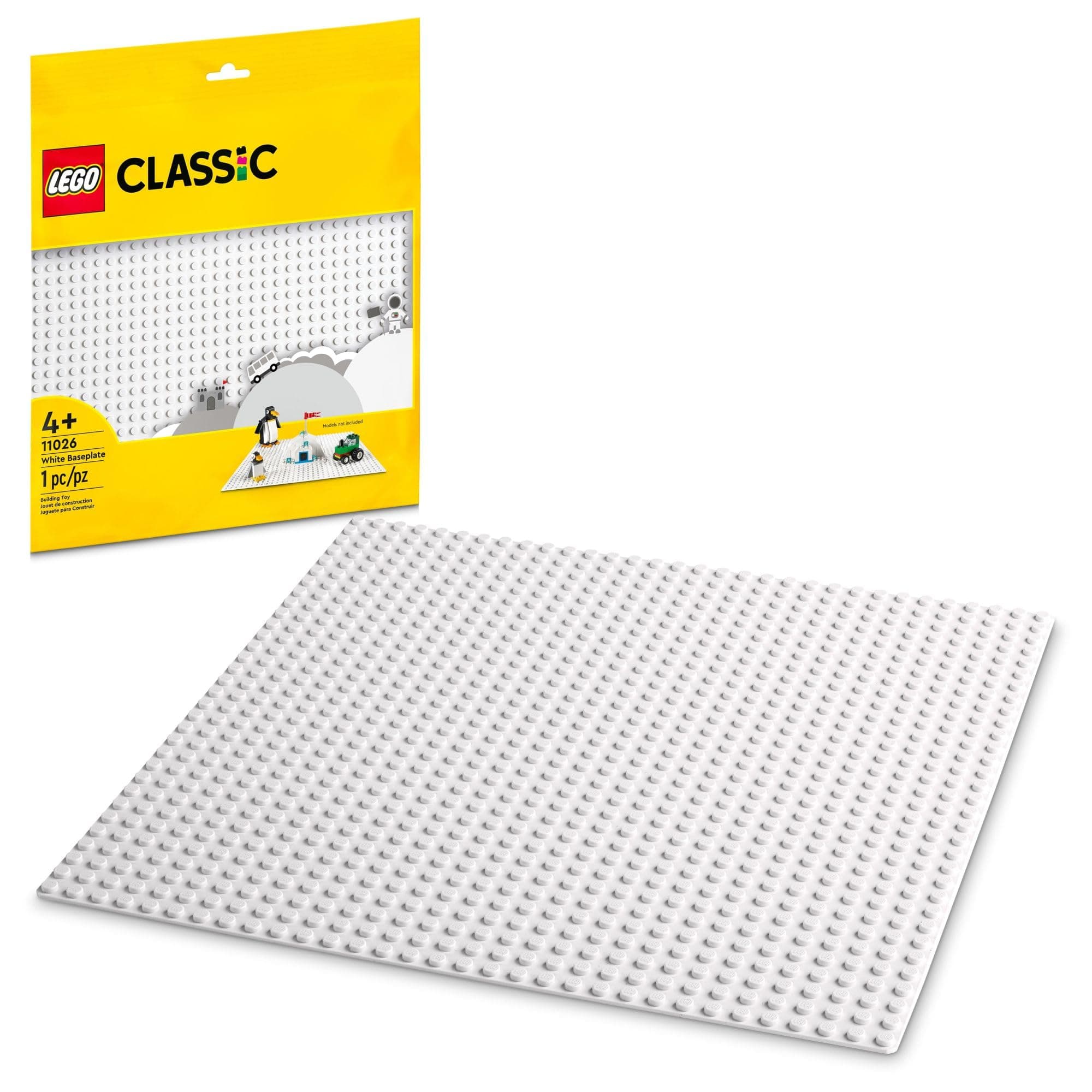 Classic White Baseplate, Square 32x32 Stud Foundation to Build, Play, and Display Brick Creations, Great for Snowy and Winter Landscapes, 11026