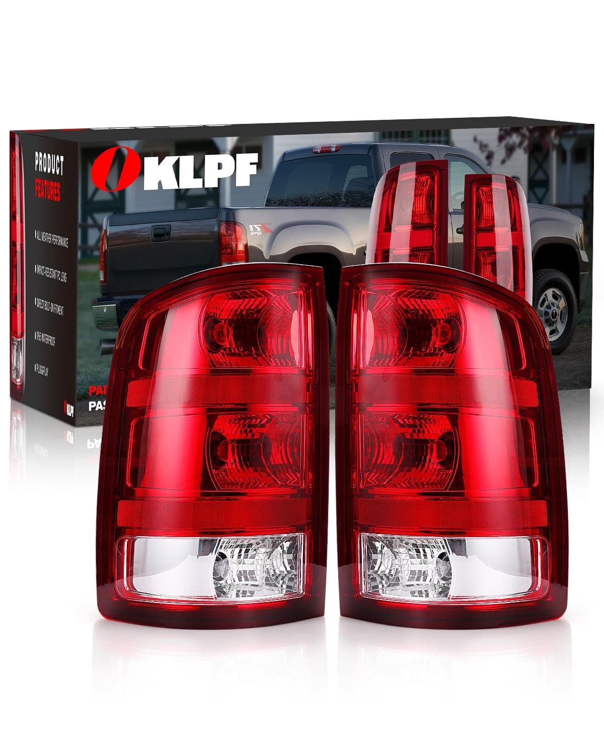 Rear Brake Tail Light Compatible With 2007-2014 GMC Sierra 1500 2500HD 3500HD Replace 25958484 25958485,Replace Red Taillight Assembly,Included Bulbs and Harness,Driver and Passenger Side