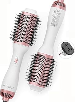 Plavogue Hair Dryer Brush, 120V-240V Dual Voltage Hair Dryer Brush, Brush Blow Dryer with Negative Ion for European Travel, Lightweight Hair Dryer Brush Blow Dryer for Straightening